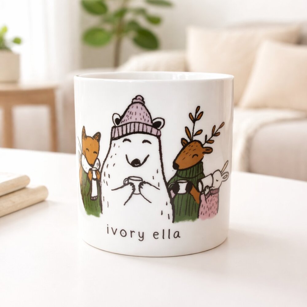 Ivory Ella Winter Animals Hot Cocoa Mug | Woodland Scene | NWT | Holiday Gift